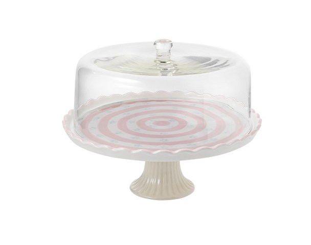 13 X H 24 Brandani BRANDANI ALZATA CHICCO POIS DOLOMITE C/CUPOLA VETRO ART 55526 DIM 