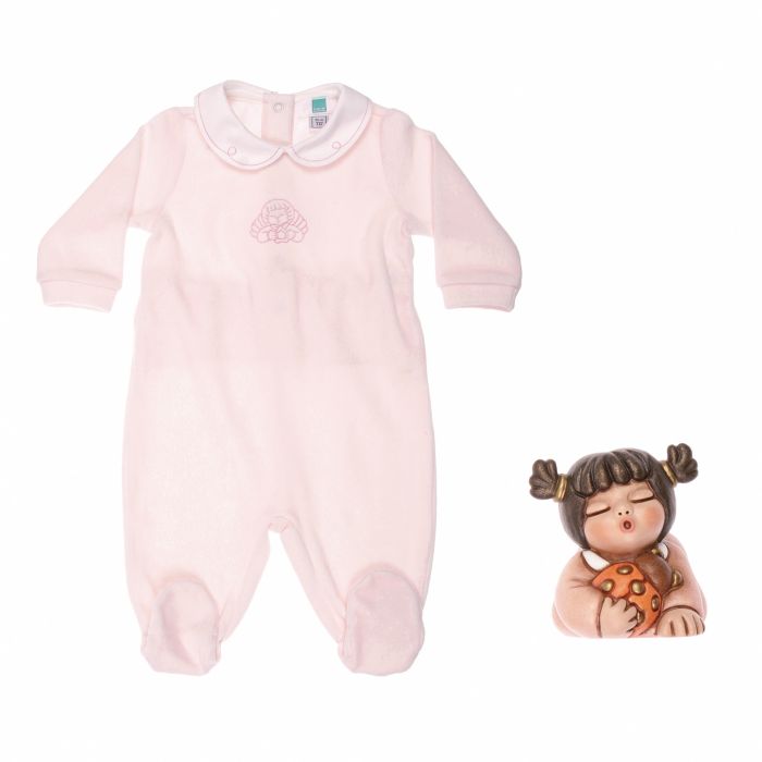 THUN Set tutina rosa e bimba Porta fortuna in ceramica