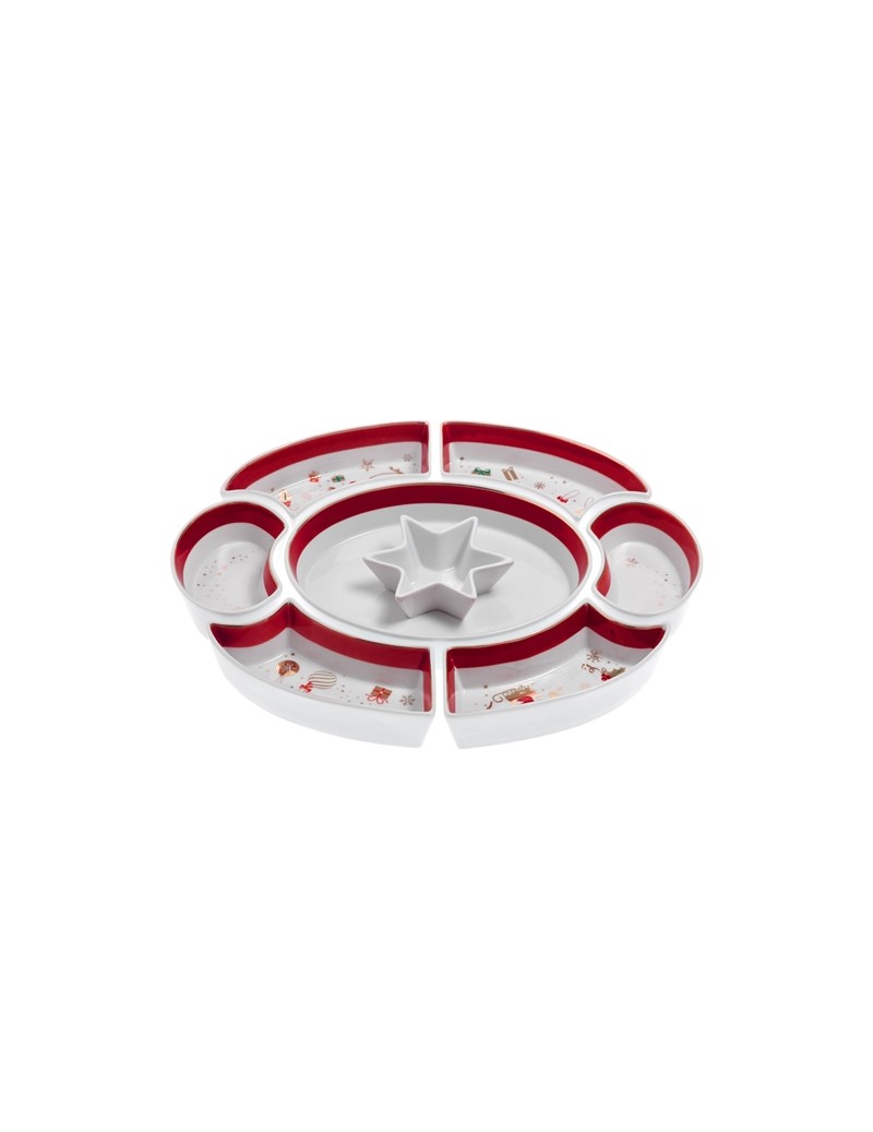 Brandani 53036 Alleluia 7 Pezzi Cena Fredda SetPorcelain Rosso e Bianco Porcellana Brandani 53036 Alleluia 7 Pezzi Cena Fredda SetPorcelain Rosso e Bianco Porcellana