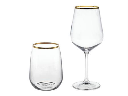 VILLA ALTACHIARA Set 12 Bicchiere Acqua+Calice Vino Artemisia con filo oro