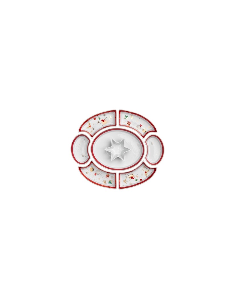 Porcellana Rosso e Bianco Brandani 53036 Alleluia 7 Pezzi Cena Fredda SetPorcelain Porcellana Rosso e Bianco Brandani 53036 Alleluia 7 Pezzi Cena Fredda SetPorcelain