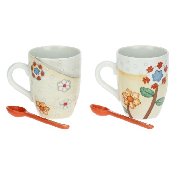 Set 2 Tazze THUN Con Cucchiaino - Porcellana Decorata Per Tè E Caffè - Foto 10